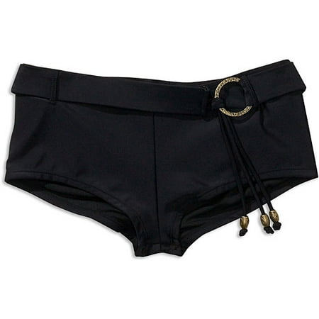 Sand N Sun - Women's Plus Boy-Short Bikini Bottom with Beaded Belt