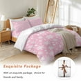 thumbnail image 7 of Winter Snowflakes Bedding Duvet Cover Set King Size 4 Pieces Christmas Abstract Art Star Pink Bedding Set with Zipper Closure, 1 Comforter Cover 92x106 Inches 1 Flat Sheet & 2 Pillow Cases, 7 of 7