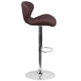 thumbnail image 2 of Contemporary Blue Fabric Adjustable Height Barstool with Curved Back and Chrome Base, 2 of 6