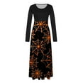 thumbnail image 4 of Neewe Halloween Dresses Womens Long Sleeve Cocktail Swing Dress Skeleton Pumpkin Printed Party Costume, 4 of 4
