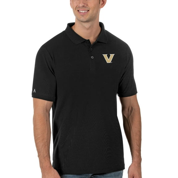 Men's Antigua Black Vanderbilt Commodores Team Legacy Pique Polo