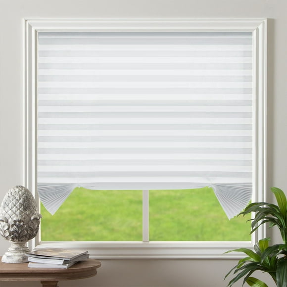 Biltek Cut-to-Size Light Filtering Pleated Fabric Shades, Cordless Fabric Window Privacy Shades - 48" W x 72" H, White