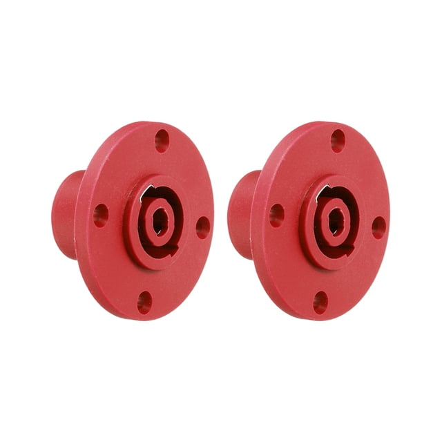 2pcs 4 Pole Speaker Jack Twist Lock,2 Inch XLR Speaker Panel Mount,Red