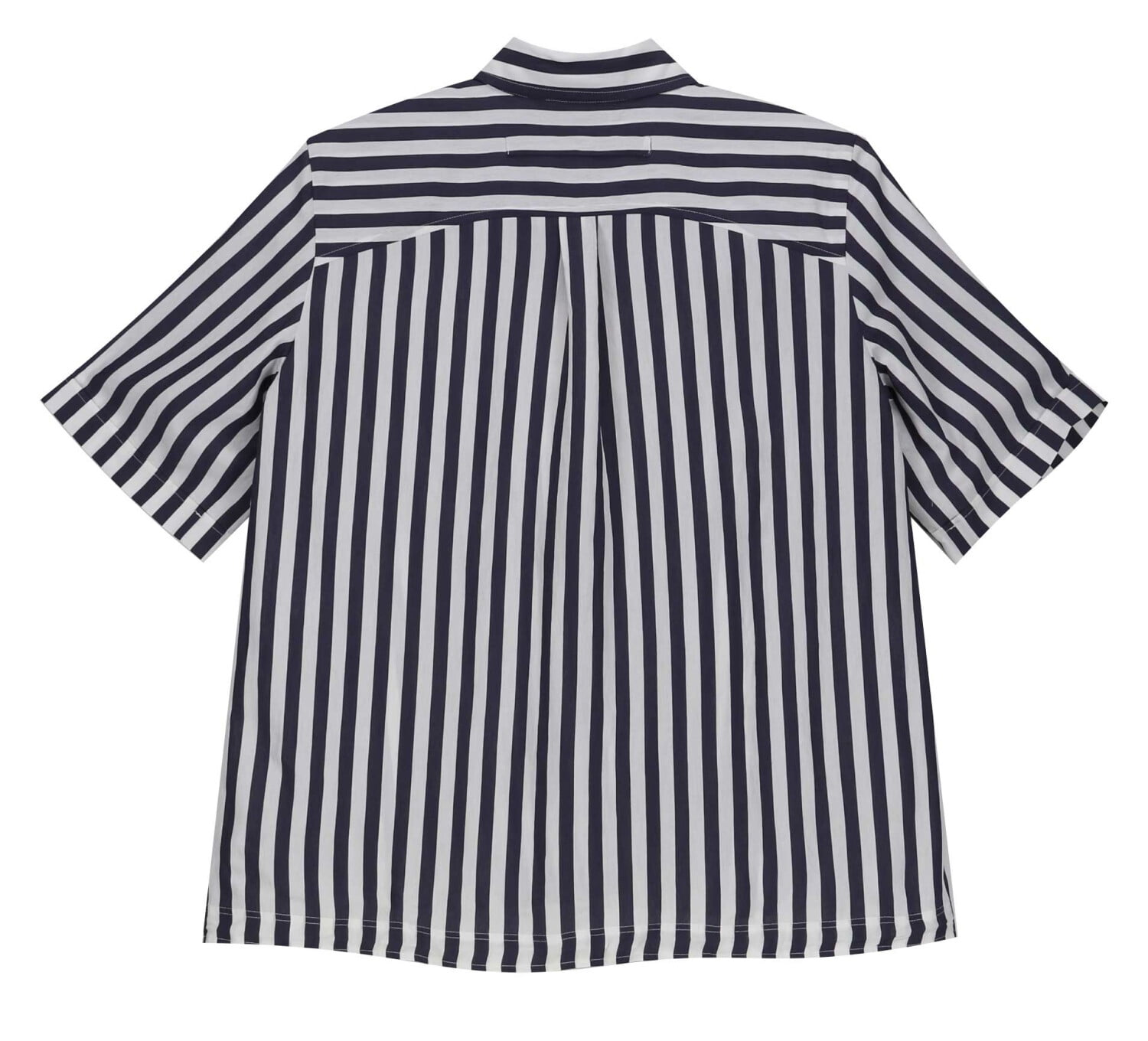 White Short Sleeve Striped Button Up 