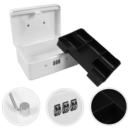 LIFKOME Lock Boxes For Personal Items Safe Box White Iron 1Pcs