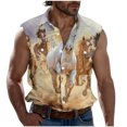 thumbnail image 2 of Camiseta sin mangas con cuello vuelto para hombre, estilo informal, a la moda, con estampado, cuello vuelto, sin mangas, bolsillos, deportiva, de poliéster, 2 of 5