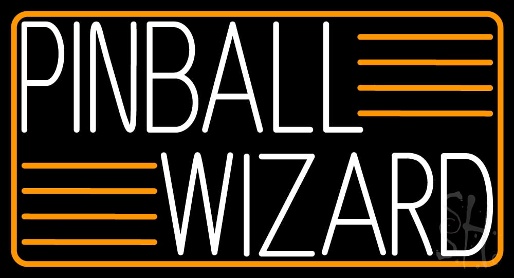 Pinball Wizard 2 LED Neon Sign 20 x 37 - inches, Black Square Cut ...