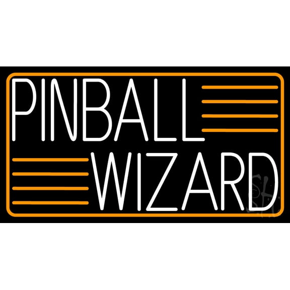 Pinball Wizard 2 LED Neon Sign 13 x 24 - inches, Black Square Cut Acrylic Backing, with Dimmer - Bright and Premium built indoor LED Neon Sign for wall décor, arcarde, and storefront.