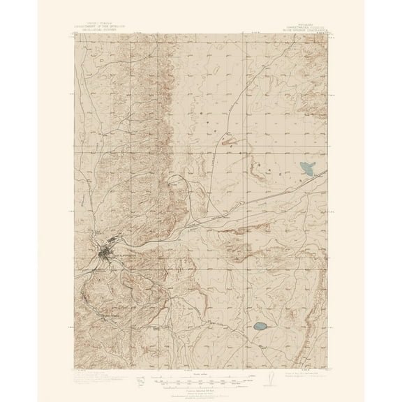 Topographical Map - Rock Springs Wyoming Quad - USGS 1910 - 23 x 28.25 - Vintage Wall Art