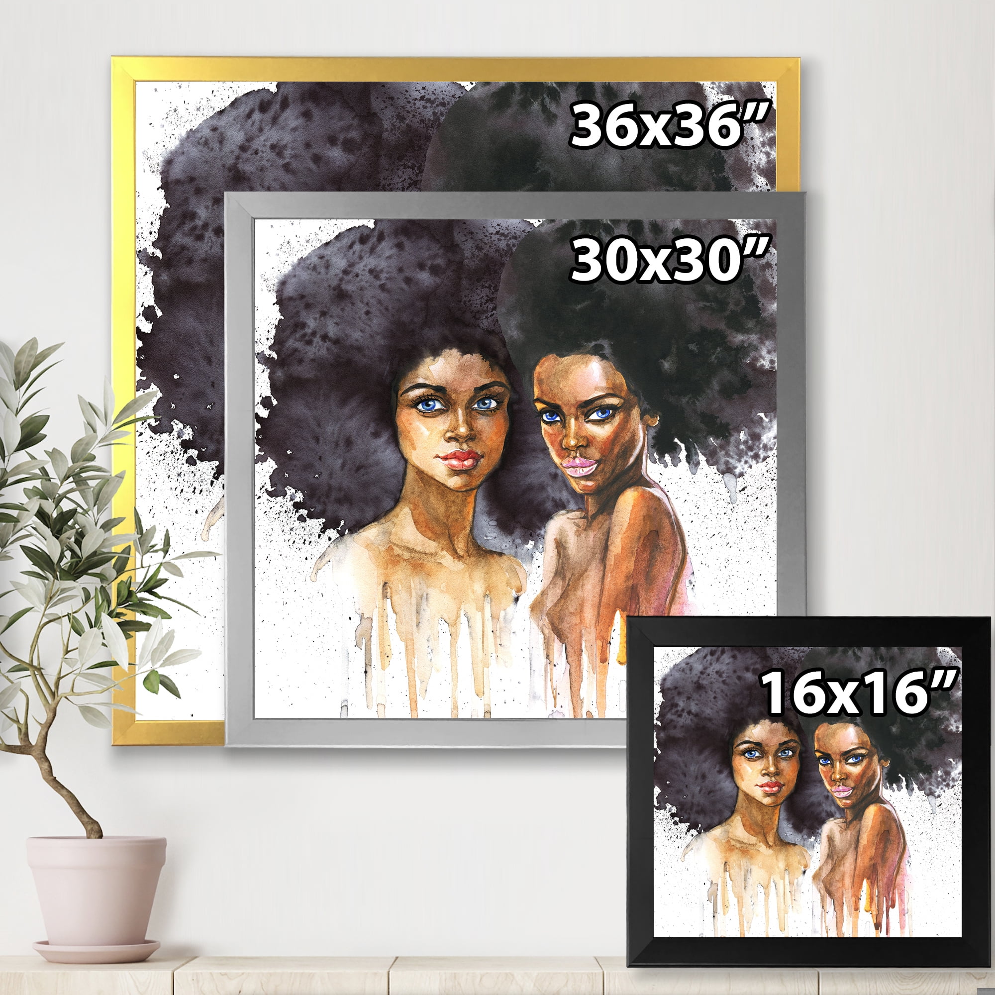 Designart 'Portrait of Two African American Women' Modern Framed Art Print