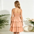 thumbnail image 5 of mgoYE Girls Spaghetti Strap Ruffled Swing Dress for Teen Tween Formal Prom Back to School Homecoming Dance Casual(Orange,5-6 Years), 5 of 5