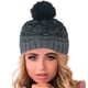 thumbnail image 5 of Gorro de invierno con puños suaves, pompón, rayas, tejido, calavera, gorro de esquí holgado, gorro de lana de mezcla de colores degradados, 5 of 5
