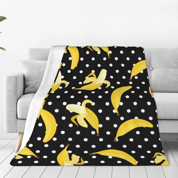 Fuzoiu Banana Print Ultra-Soft Micro Fleece Blanket,All Seasons Flannel Throw, Lightweight Blanket for Bed, Sofa, Couch, Movie Night, Camping, and Travel-40"x30"