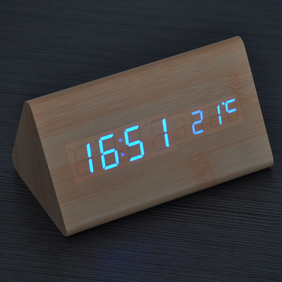 USHOBE LED Wooden Alarm Clock with Blue Display and for Desk - b 9 b 62175 2583 4144 a 2 f 3 c 03 e