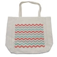 thumbnail image 1 of Chevron Shopping Bag, Geometric Design with Modern Zigzags in Bold Style, Eco-Friendly Reusable Bag for Groceries Beach and More, 15.5" X 14.5", Cream, by Ambesonne, 1 of 2
