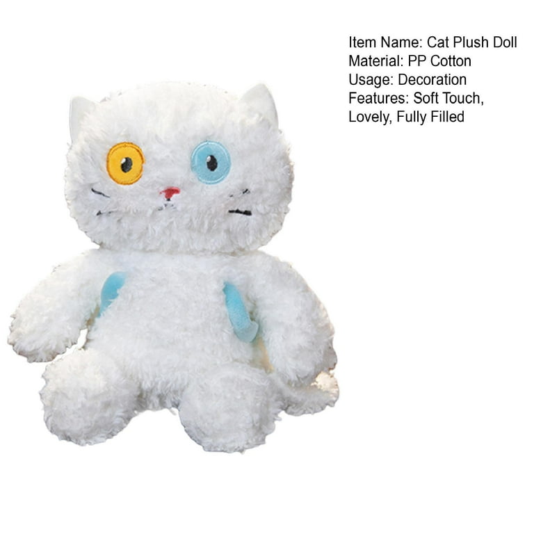 D GROEE Black Cat Plush White Cat Stuffed Animal Realistic Kitten Plushie Toy Halloween Christmas Kid Gift 11.81inch