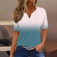 thumbnail image 2 of ZyeKqe Summer Tops for WomenShort Sleeve Button V Neck Tshirts Trendy Dressy Casual Blouses Gradient Color Tunic Top, 2 of 5