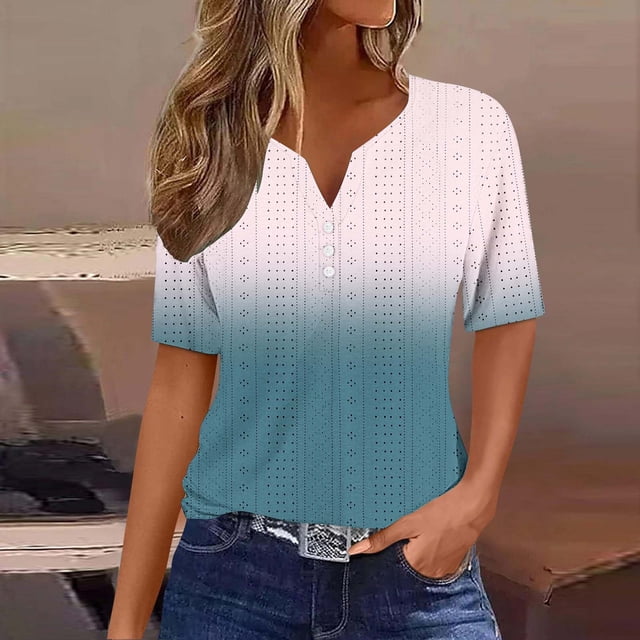 Blouses pour Femmes, T-shirt à Col en V Uni pour Femmes