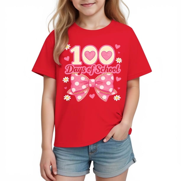 Camiseta de Manga Corta Linda para Niños Niñas Impresión Gráfica Escuela Temporada Casual Tee, Chicas Manga Corta Tops Ropa de Juego Suave Alternativa