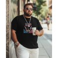 thumbnail image 5 of Men's T Shirts, Retro Red Blue Rockets Stars Cloud T-Shirt for Men Crew Neck Tees Cotton Tops, Black, 2XL, 5 of 9