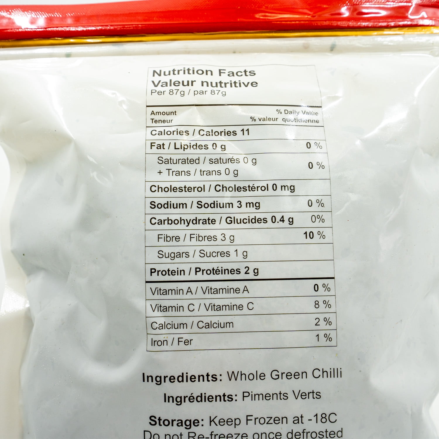 Verka Frozen Whole Green Chilli, 800g, Premium Quality