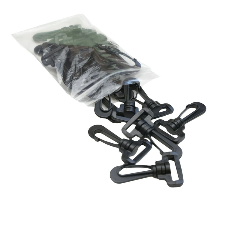 Strapworks 1/2 inch Plastic Swivel Snap Hook Clips, Black, 25 Pack