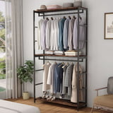 Tribesigns Double Rod Closet Organizer, Free Standing 3 Tiers Shelves ...
