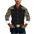 thumbnail image 2 of Wrtxtat Men's Western Cowboy Hippie Shirt Vintage Aztec Camo Printed Casual Button Up Slim Fit Long Sleeve Work Cargo Shirts with Two Chest Pockets Black#01 M, 2 of 7