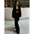 thumbnail image 5 of Women'S 2 Piece Sets-Linen Long Sleeve Shirts + Wide Leg Pants Vacation Outfits Matching Sets Black S, 5 of 10