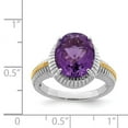 thumbnail image 2 of FB Jewels Sterling Silver Rhodium-plated w/ Flash Gold-plate Oval Amethyst Ring, 2 of 2
