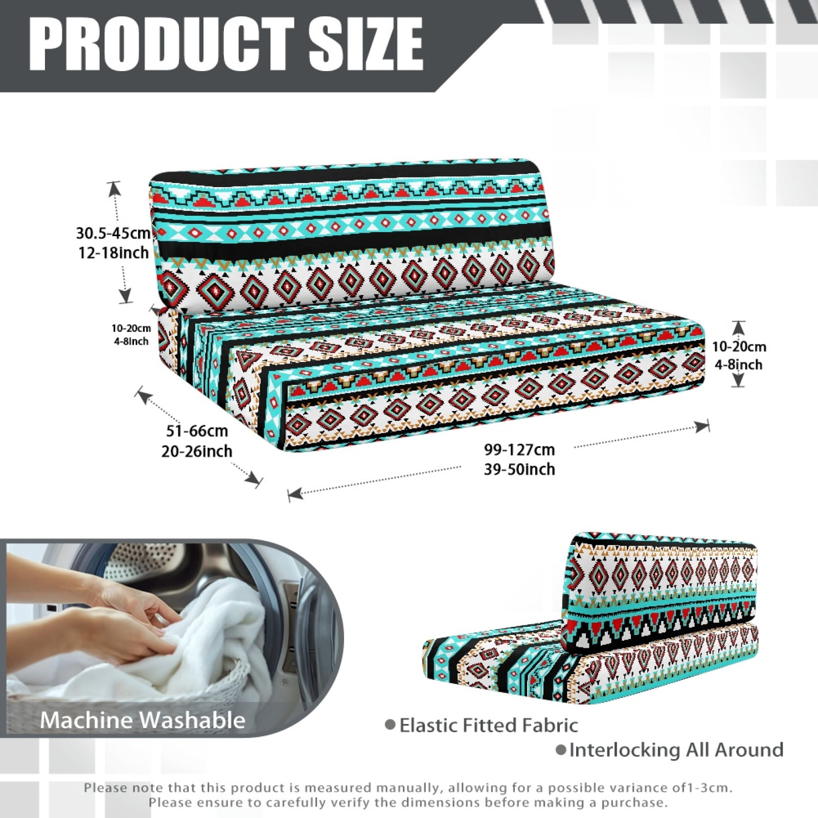 Kuiaobaty American Tribal Pattern Washable RV Dinette Cushions Covers with 1 Backrest Cover & 1 Bench Cove Universal Fit RV Camper Car Bench Sofa Slipcovers Accessories