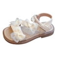 thumbnail image 6 of Girls Sandals Fashion Bow Summer Flat Shoes Comfortable Soft Sole Beach Shoes Casual Open Toe Dress Shoes White 8.5 Toddler, 6 of 6