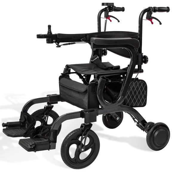 Sinceborn 4 in 1 Intelligent Electric Rollator Walker with Seat, Lightweight Foldable Wheelchair Walker Combo,Detachable Footrests, 10" Wheels Electric Wheechair for Adults,High Style