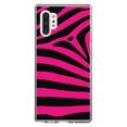 thumbnail image 1 of DistinctInk Clear Shockproof Hybrid Case for Galaxy Note 10 PLUS (6.8" Screen) - TPU Bumper, Acrylic Back, Tempered Glass Screen Protector - Black Hot Pink Zebra Skin Stripes, 1 of 1
