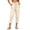 Beige, variant on Capri Pants for Women Relax Fit Ankle Cropped Harem Elastic High Waist Solid Color Soft Daily Pocket,Sizes S-XL