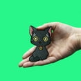 thumbnail image 2 of Akudama Drive Black Cat Patch Eyes Open Embroidered Iron On, 2 of 2