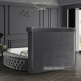 thumbnail image 4 of Meridian Furniture Luxus Gray Velvet Queen Bed, 4 of 12