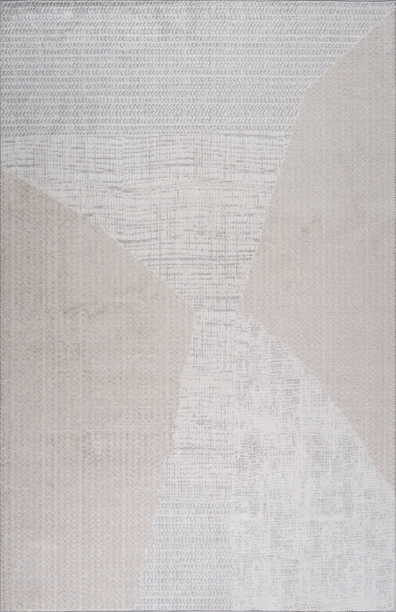 Tapis d'interieur abstrait Rug Branch Cadence, beige creme, moderne - Salon, chambre