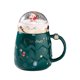 thumbnail image 2 of ¡Descuentos Únicos!, Taza de cerámica navideña con degradado perlado en rojo y verde, taza festiva con tapa, 450 ml, como regalo de Navidad para familiares, socios y compañeros de trabajo Akmoler, 2 of 9