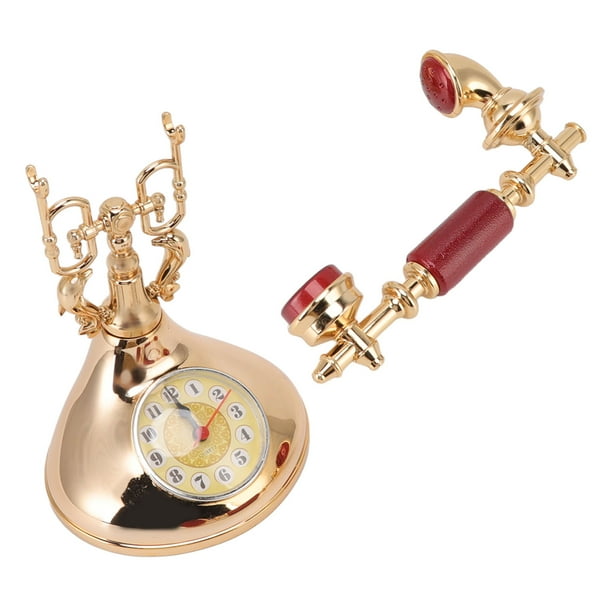 Reloj de mesa retro, reloj despertador con teléfono vintage, adornos de reloj retro, reloj con teléfono retro, claridad notable