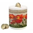 thumbnail image 1 of Rustic Piggy Bank, Close Line of Poppy Petals Field Meadow Summer Holiday Sun Plant Floral Theme, Ceramic Coin Bank Money Box for Cash Saving, 3.6" X 3.2", Orange Brown, by Ambesonne, 1 of 4