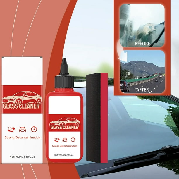 Removedor de película de vidrio automotriz 100 ml - Limpiador de parabrisas para marcas de agua y gomas - Limpieza profunda, protección contra la lluvia, secado rápido - Mejora la visibilidad y la