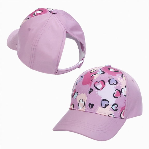 KPOPLK Kids Baseball Hat Visor Little Girl Sun Protection Hat Ponytail Hole Sun Hat Beach Sun Hat for Children(2-8 Years,Purple)