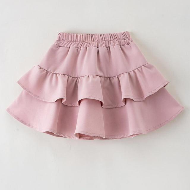 Falda para niños de color sólido, informal, estilo pastel, media falda, elegante, con cintura elástica, de algodón