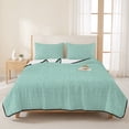 thumbnail image 3 of Queen Quilt Set 90''x96'', Linen Mint Green Lightweight Bedspread Coverlet Set with 2 Pillow Shams, Modern Minimalist Pure Solid Color Breathable All Season Quilt Bedding for Bedroom/Guest Room, 3 of 9