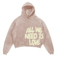 thumbnail image 4 of All WE NEED IS LOVE Men's Oversize Cropped Hoodie Casual Baggy Hop Gothic Pullover Long Sleeve Hoodie Colorful Sweatshirt With Pockets (Khaki,M), 4 of 4
