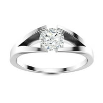 AVDAN 5mm Round Shape Moissanite Diamond 925 Sterling Silver Split Shank Women Gifts Ring