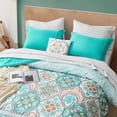 thumbnail image 4 of Degrees of Comfort Bed in a Bag Twin XL, Boho Medallion Comforter Sets for College, Microfiber 6 Pieces Bedding Set with Sheet, Matching Decorative Pillow, Aqua, 4 of 14