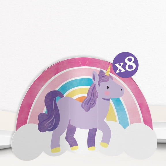 Big Dot of Happiness 3D Unicorn Centerpiece Table Decorations, Multiple Colors, Freestanding Rainbow Unicorn Birthday Party Centerpieces - 8 Count