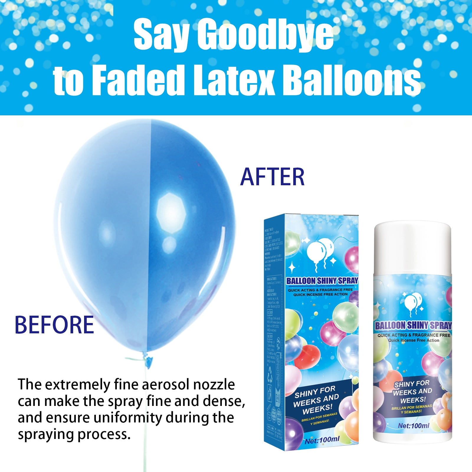 Alvantor Party Balloon Shine Spray, Easy Application, 3.38 fl. oz.